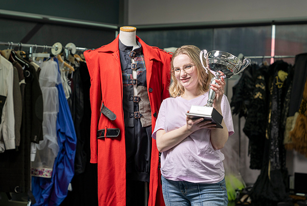 Fashion student turns discarded material into award-winning suit